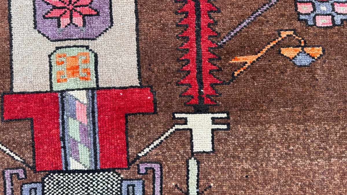 3x10 Kars Rustic Runner Rug, Hand Knotted Up Cycled Wool, Hallway Decor