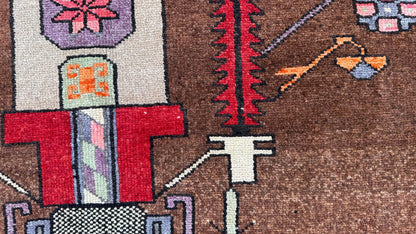 3x10 Kars Rustic Runner Rug, Hand Knotted Up Cycled Wool, Hallway Decor