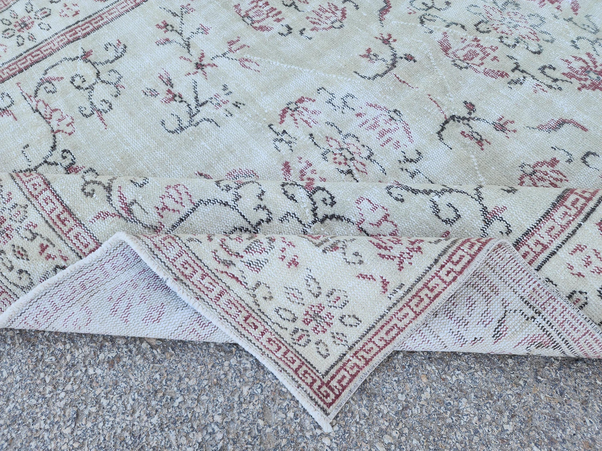 Handwoven Turkish Oushak Rug 6x9: Wool & Cotton Blend