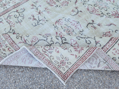 Handwoven Turkish Oushak Rug 6x9: Wool & Cotton Blend