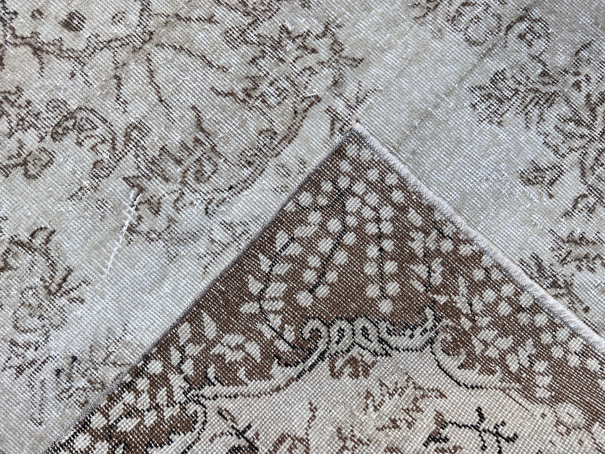 Handwoven Turkish Oushak Rug: Wool & Cotton Blend, Neutral Decor (4x7)
