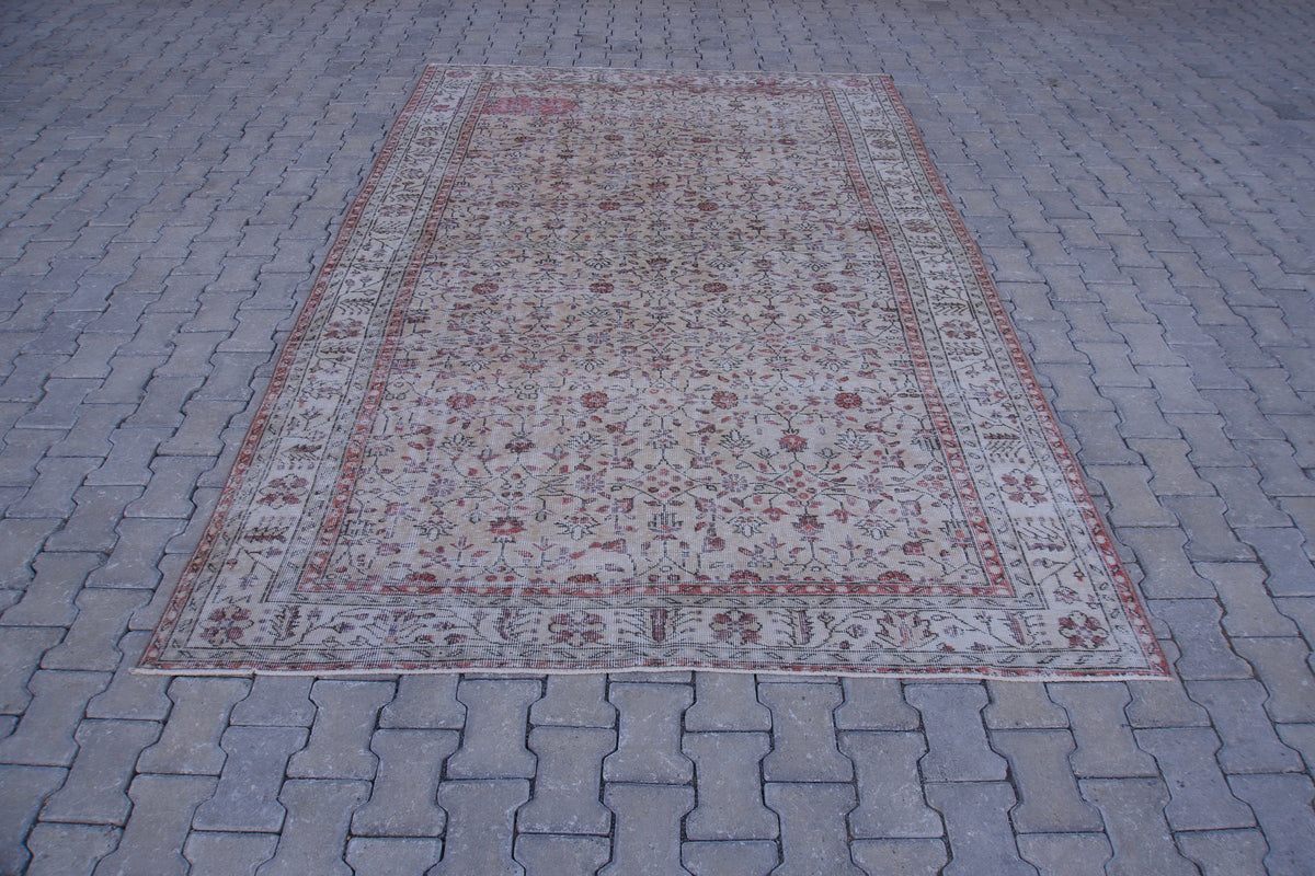 7x10 Neutral Area Rug, Living Room Home Decor, Oriental Rustic Carpet
