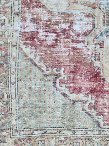 4x7 Vintage Boho Area Rug, Rustic Hand Knotted Up Cycled Wool, Eco Friendly, Turkish Hand Made