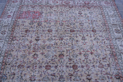 7x10 Neutral Area Rug, Living Room Home Decor, Oriental Rustic Carpet