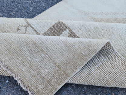 Boho Neutral Rug 2x11, Oriental Hallway Decor, Rustic Up Cycled Wool Runner, Gift For Her