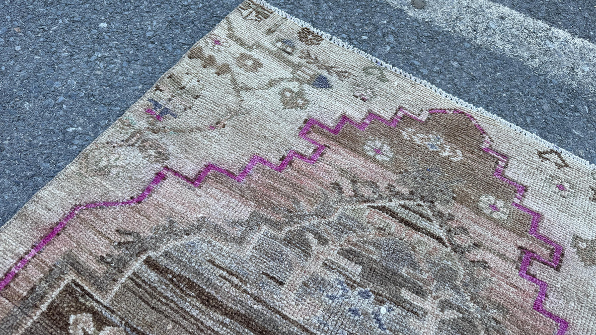 3x4 Boho Kars Rug, Hand Knotted Up Cycled Wool, Farmhouse Decor
