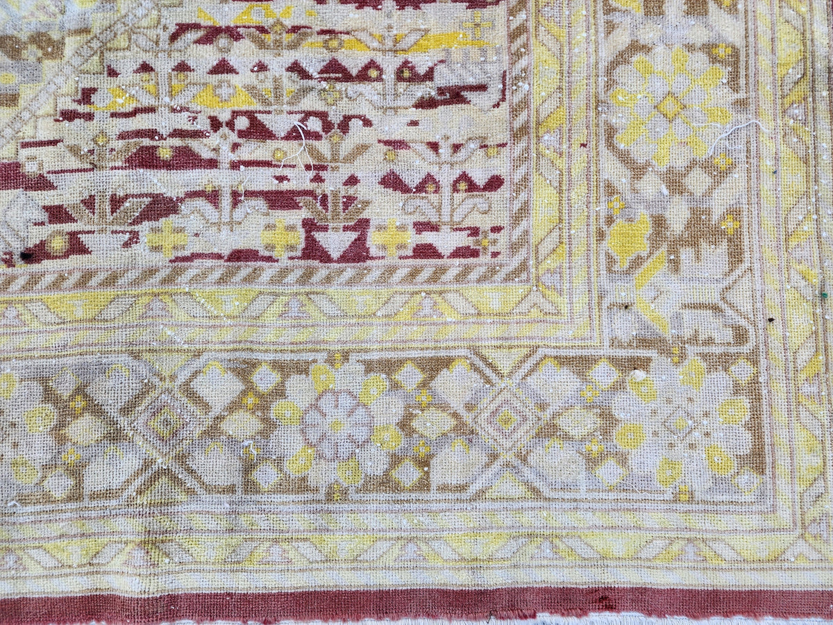 Vintage Oushak Rug 8x11: Hand-knotted Neutral Wool Oriental Rug