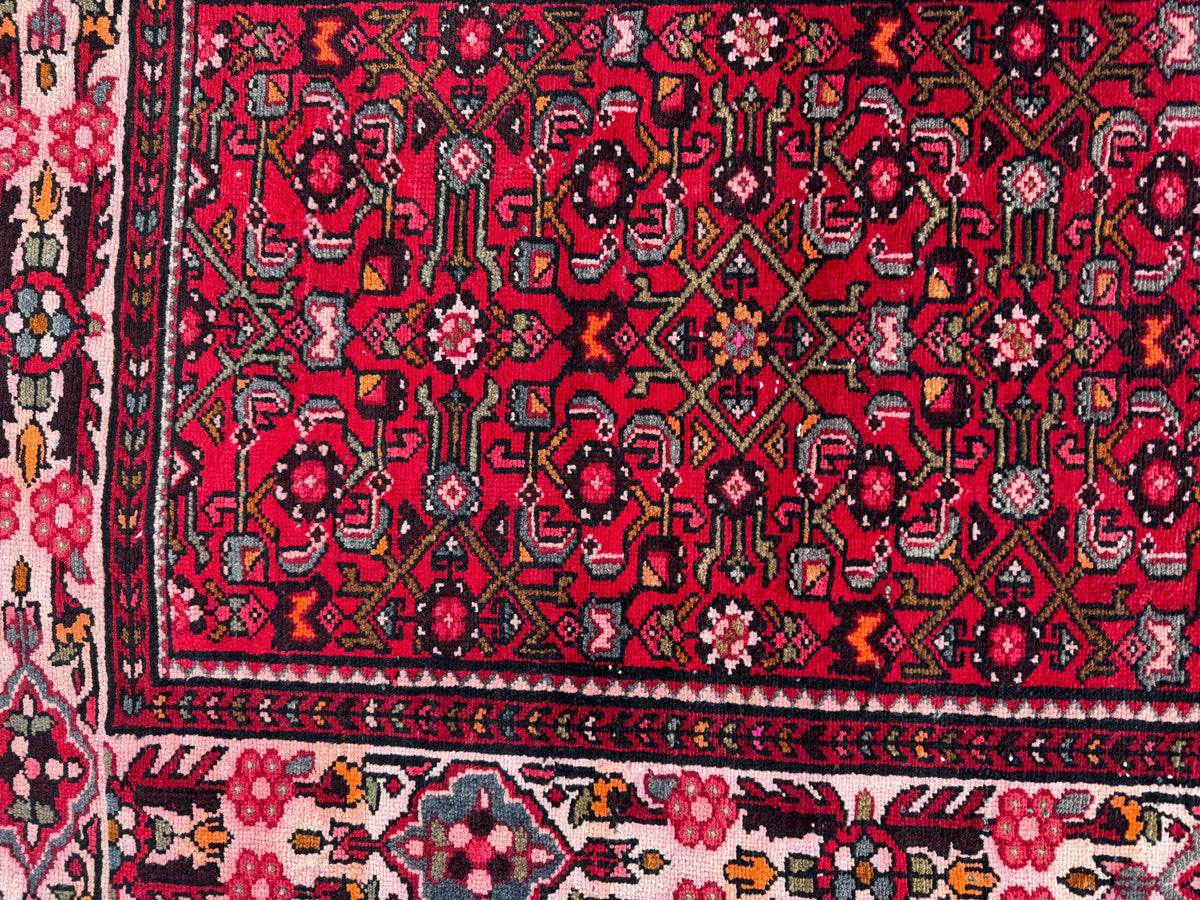 3x10 Red Wool Persian Runner Rug, Hand Knotted Hallway Decor