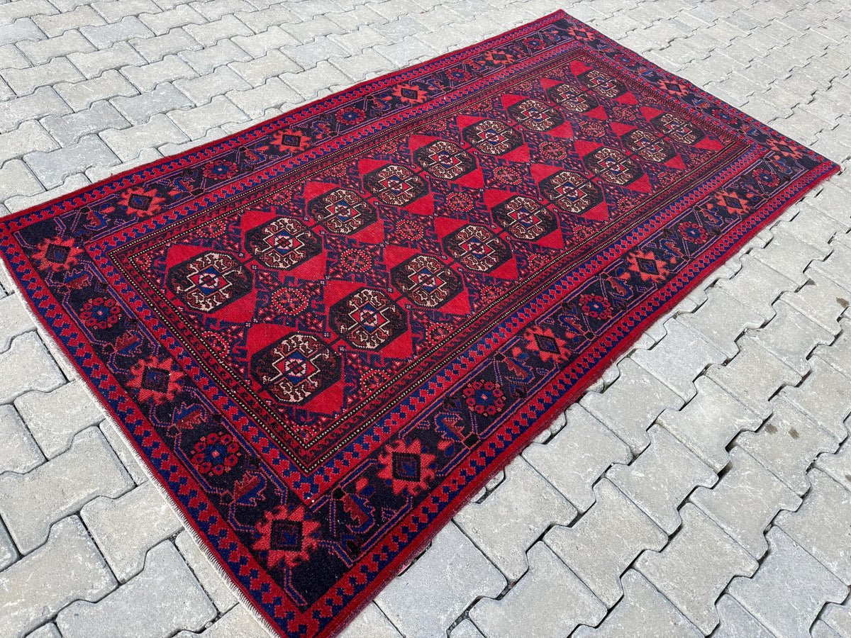 4x7 Red Turkish Oushak Rug: Handwoven Wool Vintage Style