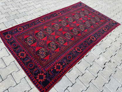 4x7 Red Turkish Oushak Rug: Handwoven Wool Vintage Style