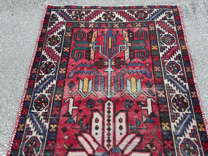 Handmade 3x12 Natural Runner Rug: Boho Hallway Decor, Persian Design