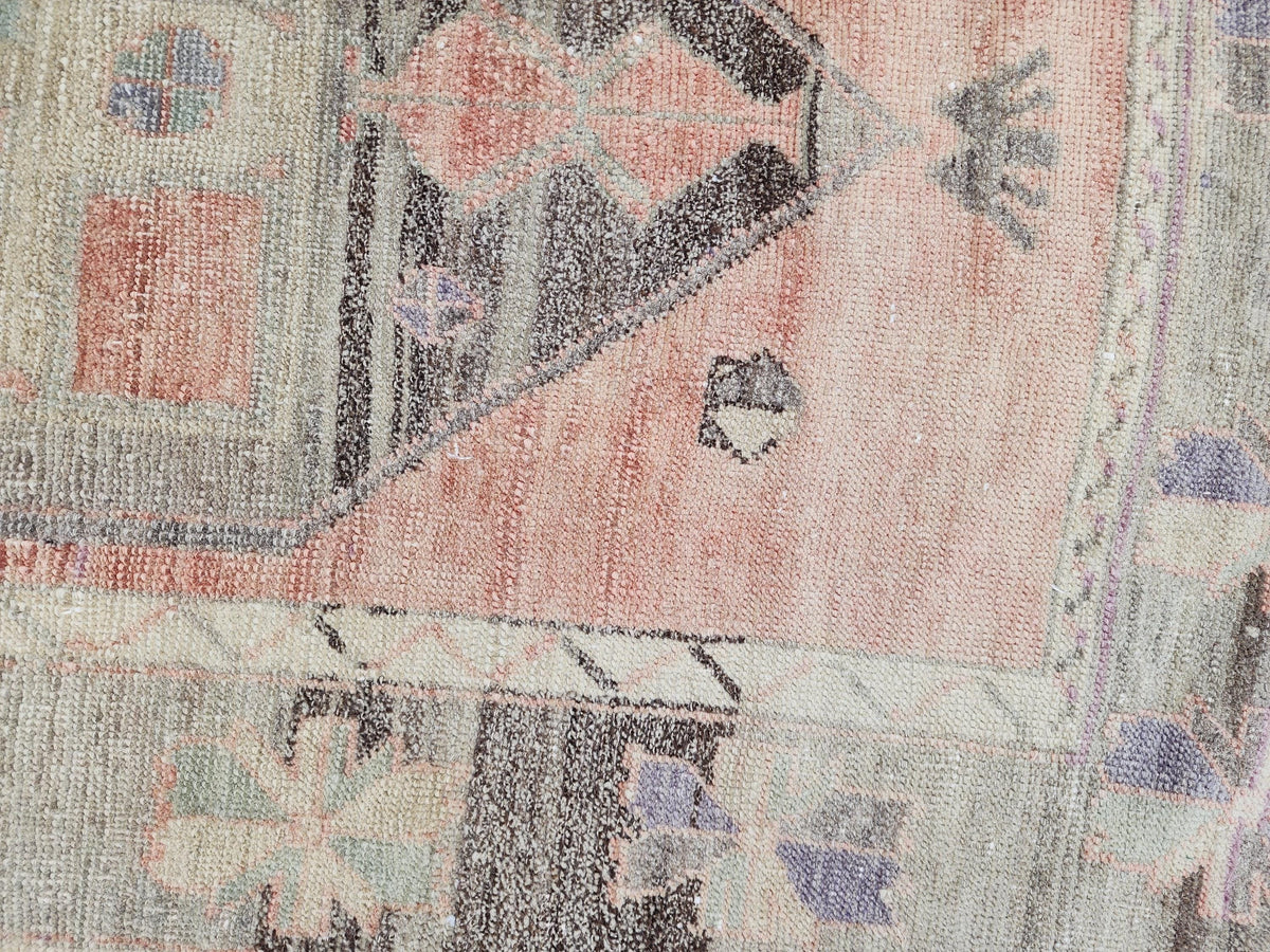 3x10 Neutral Wool Rug, Turkish Malatya Hand Knotted Runner, Kitchen Brown Carpet