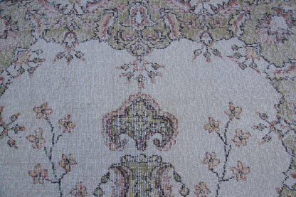 Vintage Turkish Oushak Rug 4x7: Handwoven Wool & Cotton