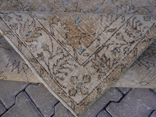 5x8 Vintage Boho Rug, Beige Wool Hand Knotted, Small Room Decor