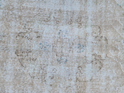 Beige Turkish Wool Rug 7x10: Handwoven Oushak Oriental Rug
