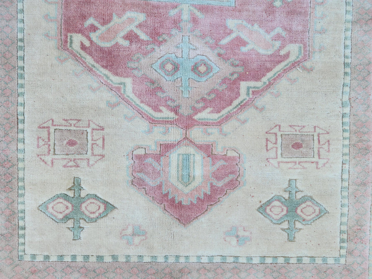 Neutral Wool Rug 6x8, Living Room Soft Design, Turkish Hand Made Vintage Carpet