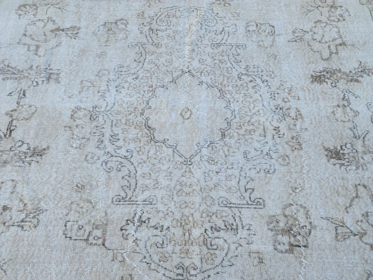Neutral Rug 7x10, Turkish Hand Woven Oushak Design, Oreintal Living Room Decor