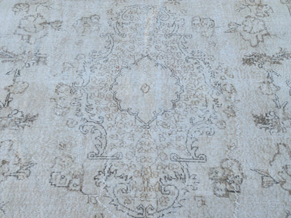 Neutral Rug 7x10, Turkish Hand Woven Oushak Design, Oreintal Living Room Decor