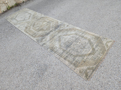 Handmade Turkish Runner Rug 2x10: Rustic Bohemian Decor