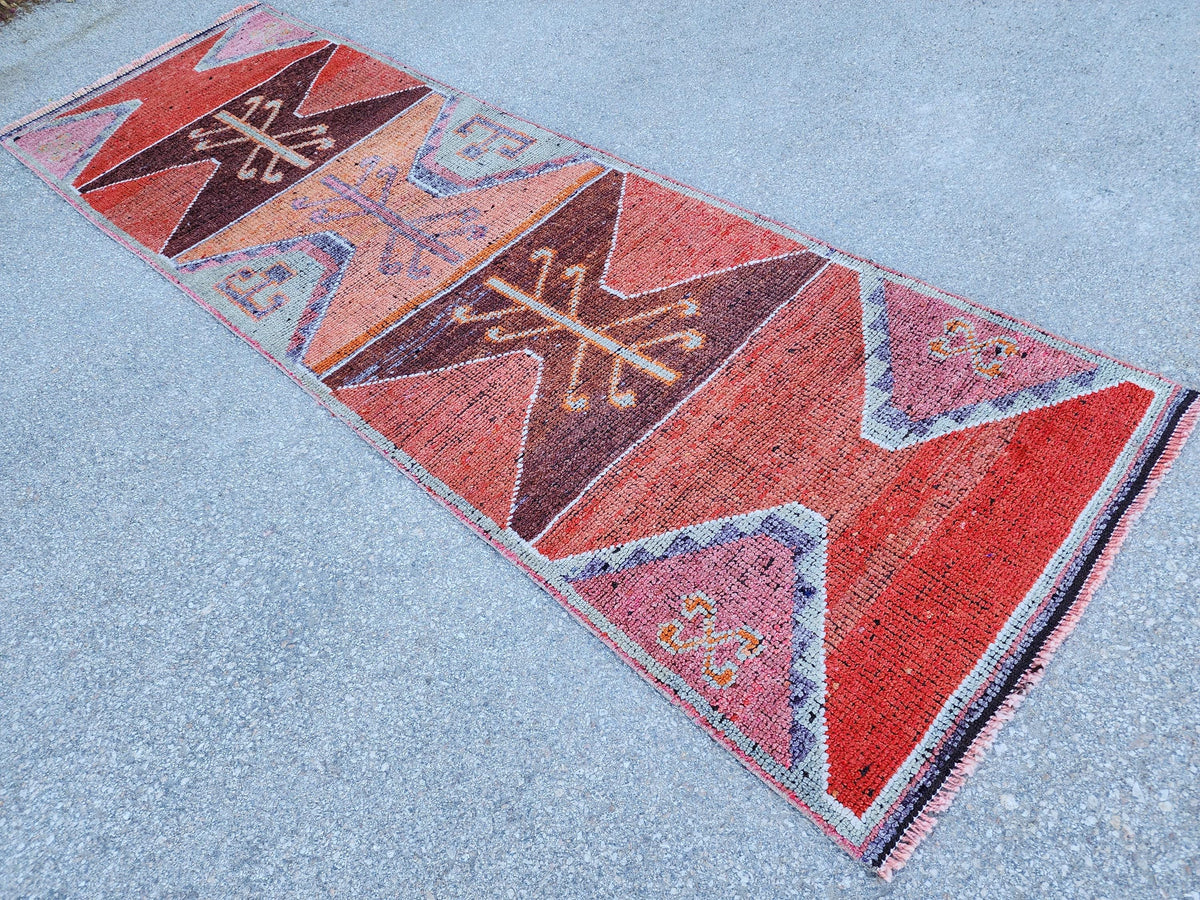 3x9 Natural Runner Rug, Kitchen Home Decor, Hand Knotted Up Cycled Wool