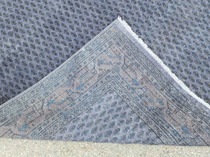 Handmade Wool Rug 6x7: Gray Rustic Boho Decor