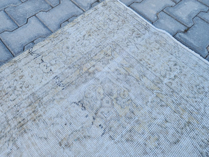5x9 Hand Knotted Oushak Rug: Green & Beige Turkish Decor