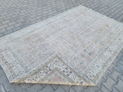 6x10 Turkish Rug, Boho Home Decor, Faded Pink Neutral Carpet