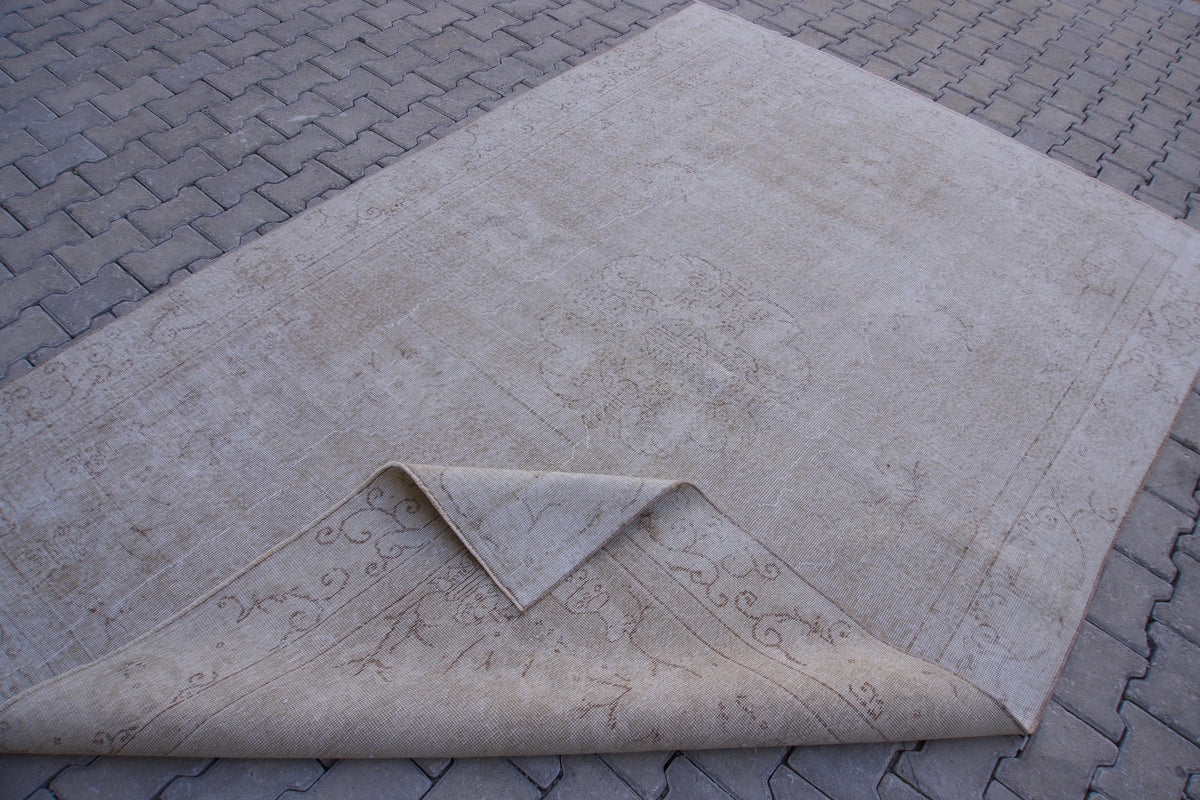 6x10 Turkish Neutral Rug: Beige Wool Oriental Rug, Living Room Hand Knotted Carpet