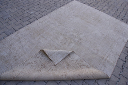 6x10 Turkish Neutral Rug: Beige Wool Oriental Rug, Living Room Hand Knotted Carpet