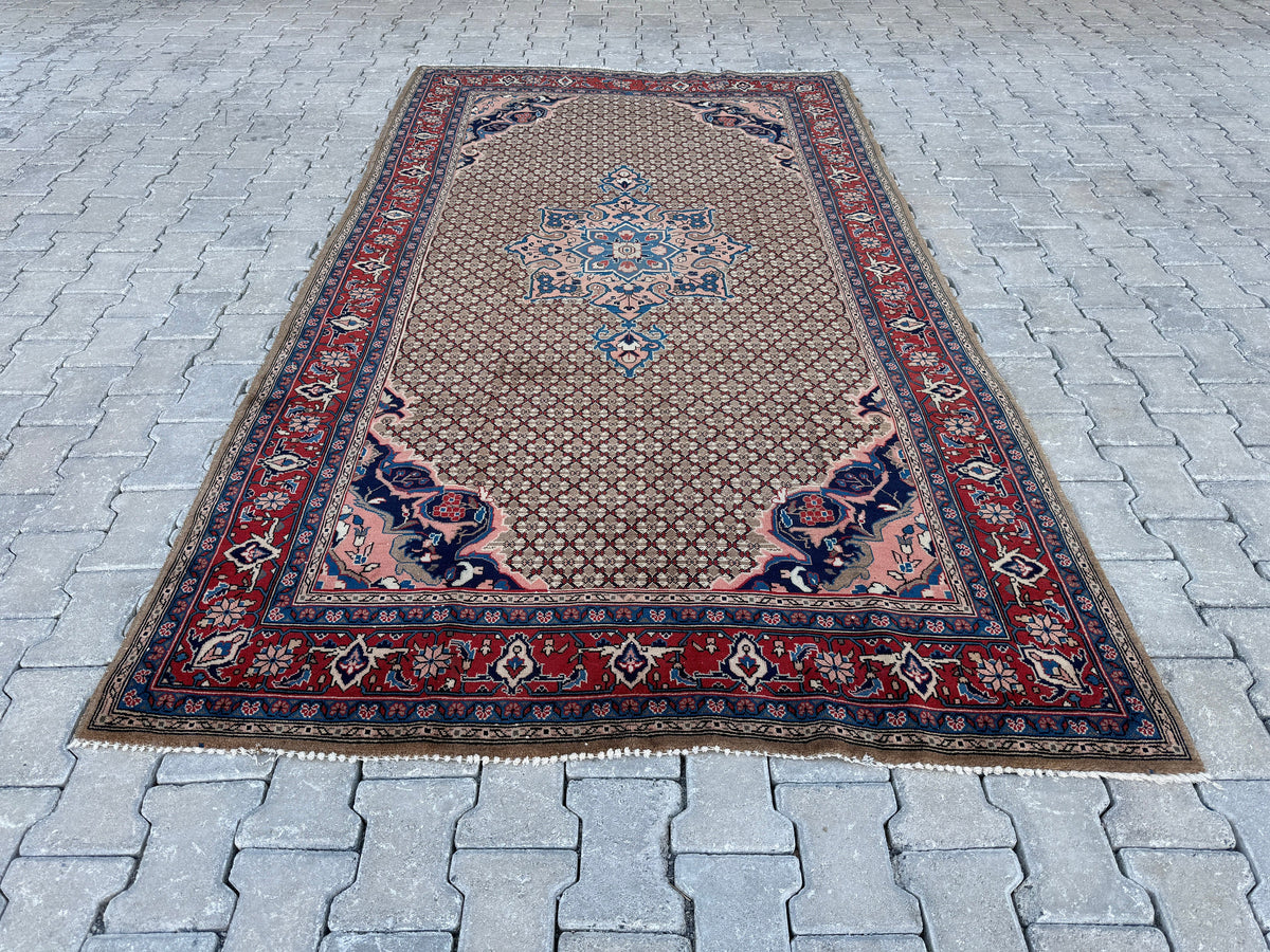 Antique Persian Rug 5x9: Hand-Knotted Wool Carpet, Boho Home Decor