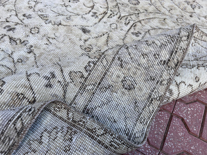 Handwoven Turkish Oushak Rug 4x7: Wool & Cotton Rustic Rug