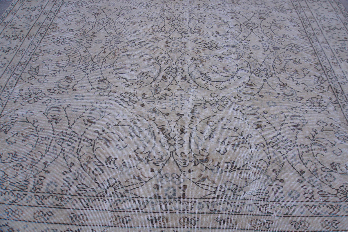 6x10 Neutral Wool Area Rug, Hand Knotted, Beige and Brown, Farmhouse Decor