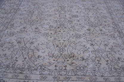 6x10 Neutral Wool Area Rug, Hand Knotted, Beige and Brown, Farmhouse Decor