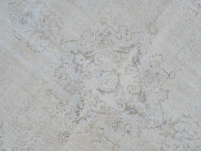 Neutral Area Rug 6x10, Beige and Soft Green, Turkish Hand Knotted, Oriental Home Decor