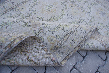 Handwoven Turkish Oushak Rug 3x6: Neutral Wool & Cotton Blend