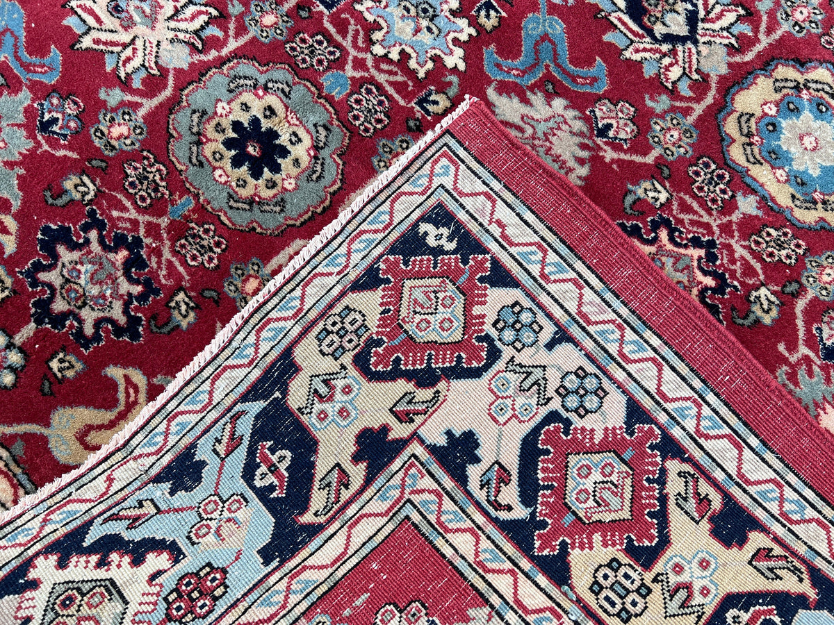 6x8 Vintage Oushak Rug: Red Wool Traditional Carpet