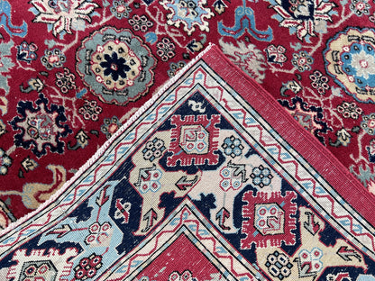 6x8 Vintage Oushak Rug: Red Wool Traditional Carpet