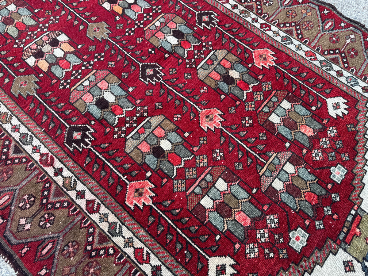 Hand Knotted Wool Runner Rug: 4x9 Rustic Boho Hallway Decor
