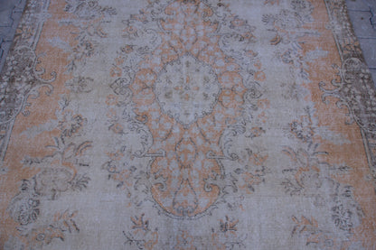 6x10 Vintage Turkish Oushak Rug: Handwoven Wool & Cotton