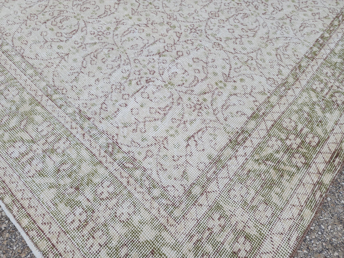Handmade Wool Oushak Rug 7x10: Turkish Neutral Area Rug