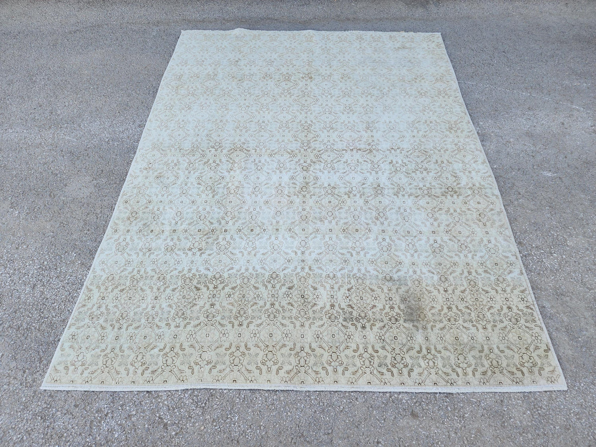 6x8 Neutral Rug, Hand Knotted Rustic Home Decor, Eco Friendly