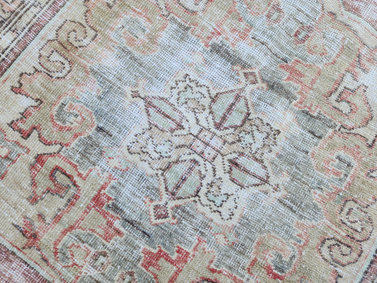 4x7 Vintage Boho Area Rug, Rustic Hand Knotted Up Cycled Wool, Eco Friendly, Turkish Hand Made