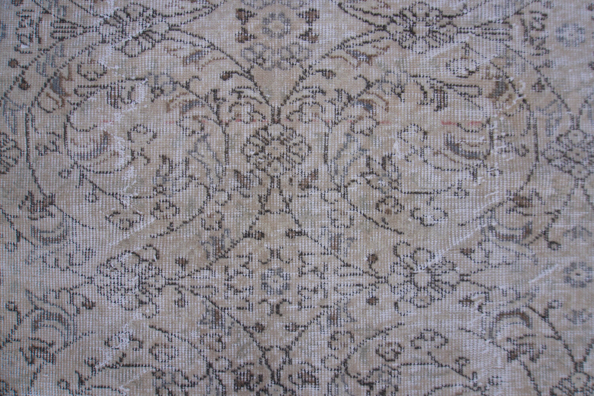 6x10 Neutral Wool Area Rug, Hand Knotted, Beige and Brown, Farmhouse Decor