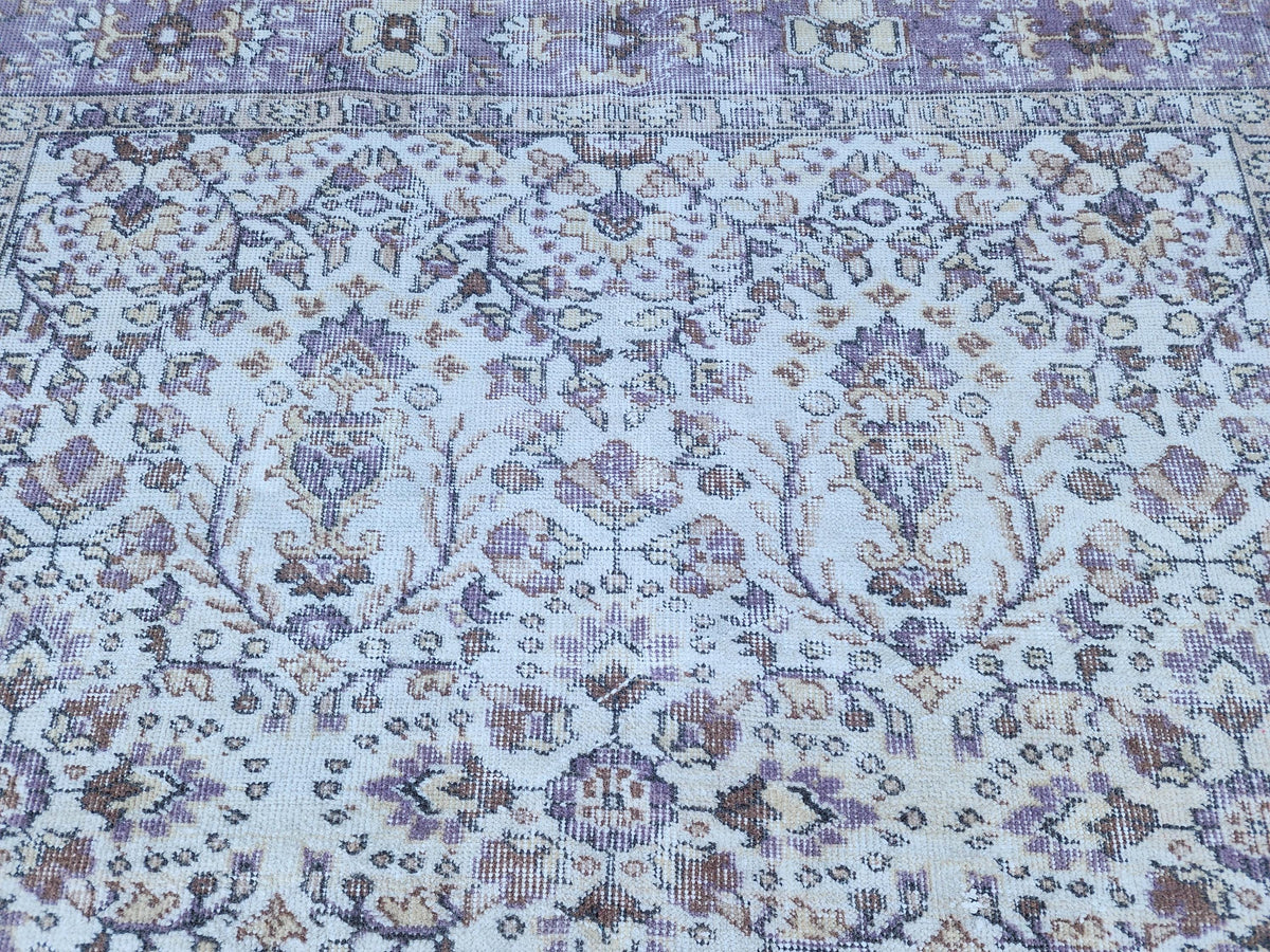 Oushak Neutral Rug 5x9, Turkish Beige Hand Made Carpet, Rustic Dining Room Decor