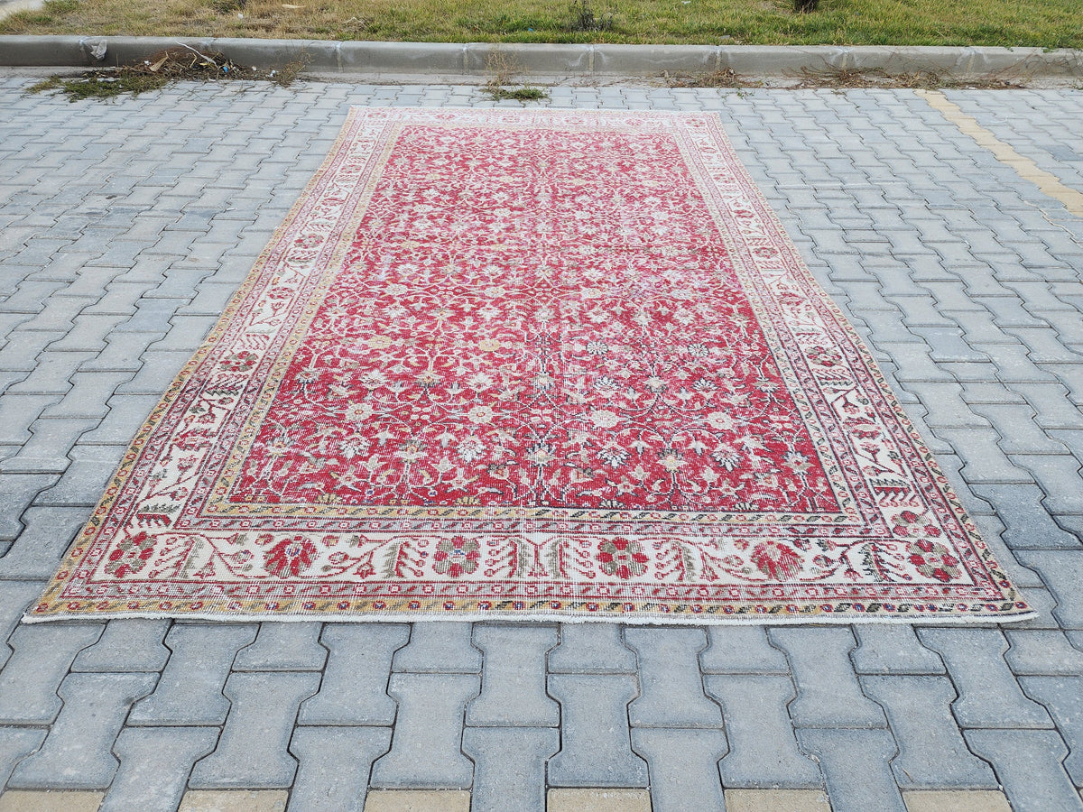 6x10 Turkish Rug, Oushak Design Hand Made, Boho Dining Room Decor