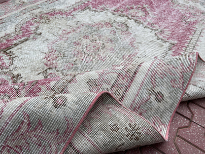 Handwoven Turkish Oushak Rug: 4x7 Boho Wool Cotton Rug