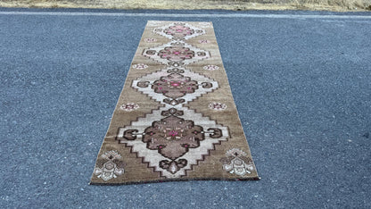 4x12 Natural Wool Runner Rug, Hand Made Rustic Decor, Up Cycled Wool