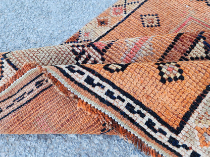 3x8 Tribal Runner Rug, Hand Made Rustic Decor, Kitchen Decor, Up Cycled Wool