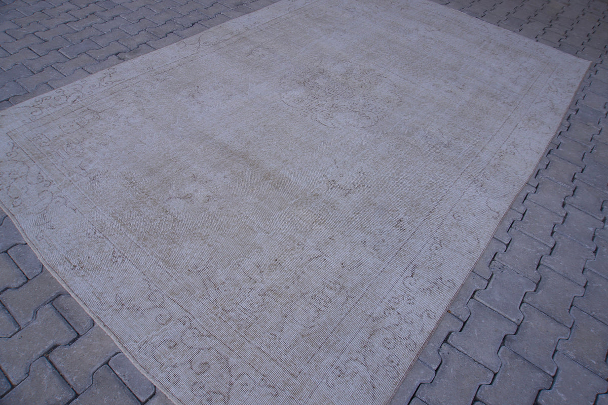 6x10 Turkish Neutral Rug: Beige Wool Oriental Rug, Living Room Hand Knotted Carpet