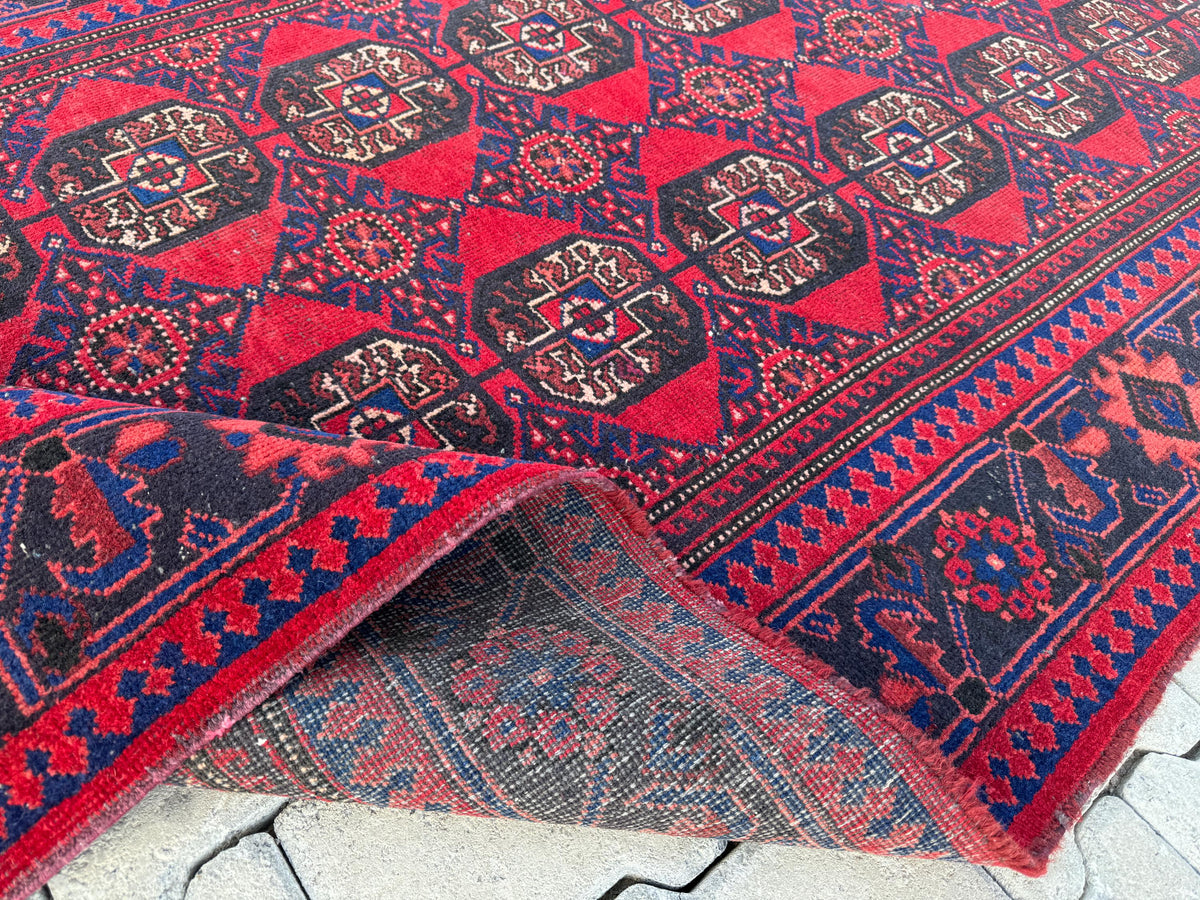 4x7 Red Turkish Oushak Rug: Handwoven Wool Vintage Style